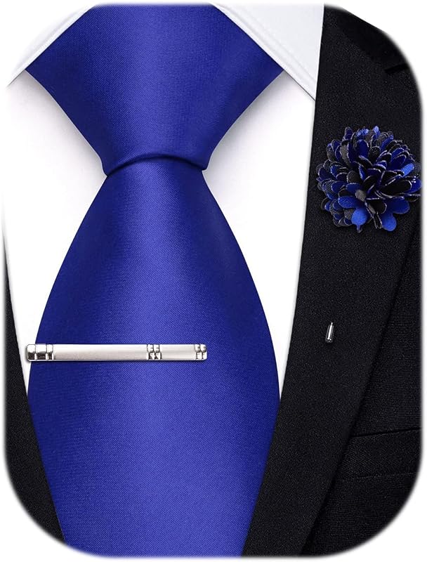 Men's Extra Long Solid Satin Tie Set 63 Inch/70 Inch Formal Necktie | for Big & Tall Men,Includes Lapel Pin and Tie Clip ,63"(XL Length)/70"(XXL Length) ，for Wedding, Business