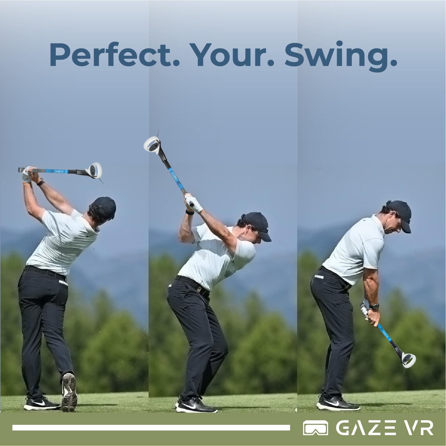 Gaze VR | VR Golf Club Attachments for Meta Quest 2 | Pro Grip | Right & Left Controllers | Blue — view 6