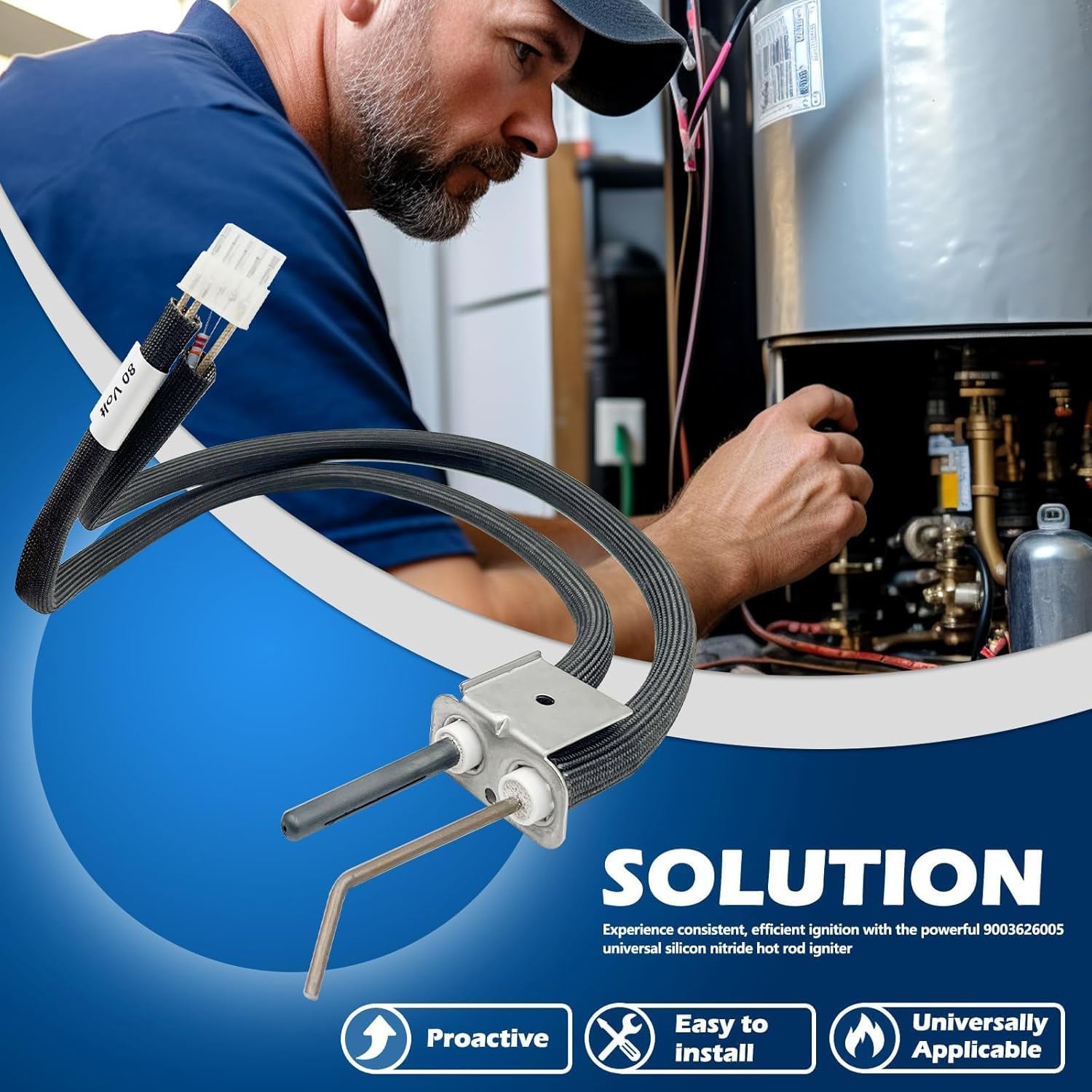 9003626005 Water Heater igniter - Silicon Nitride Material Compatible with A.O.Smith Water Heater Replaces 9003626005, 900362115, 9003627005, 9003627115, 9004041005, 9004602215 and 100109355