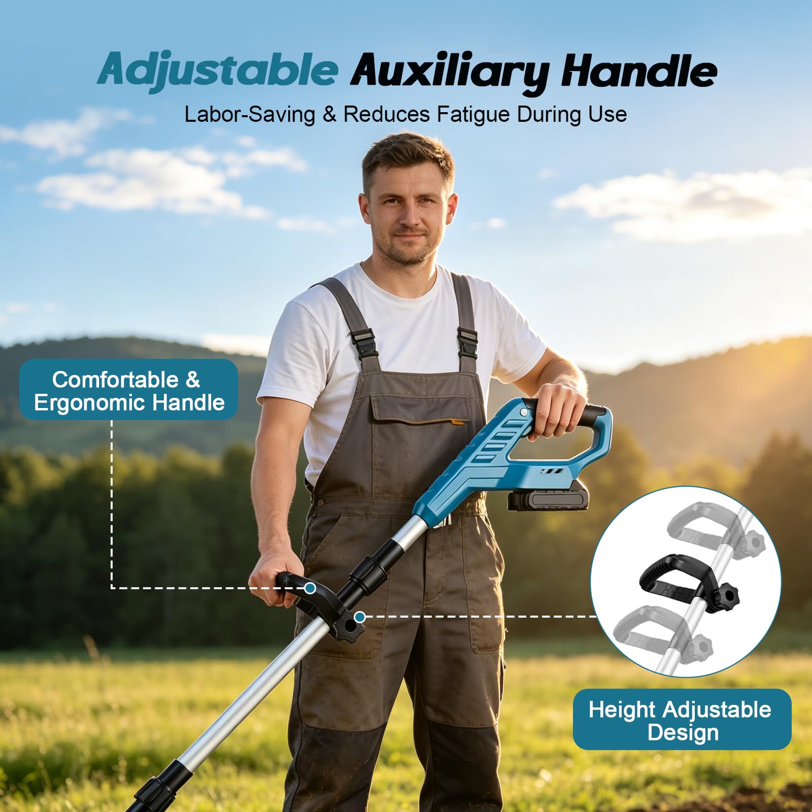 Motobloque plegable con batería de 2 x 21 V, 600 W | Ancho de trabajo 22 cm profundidad 17 cm, motor sin escobillas, máquina de binadora eléctrica para jardín y césped
