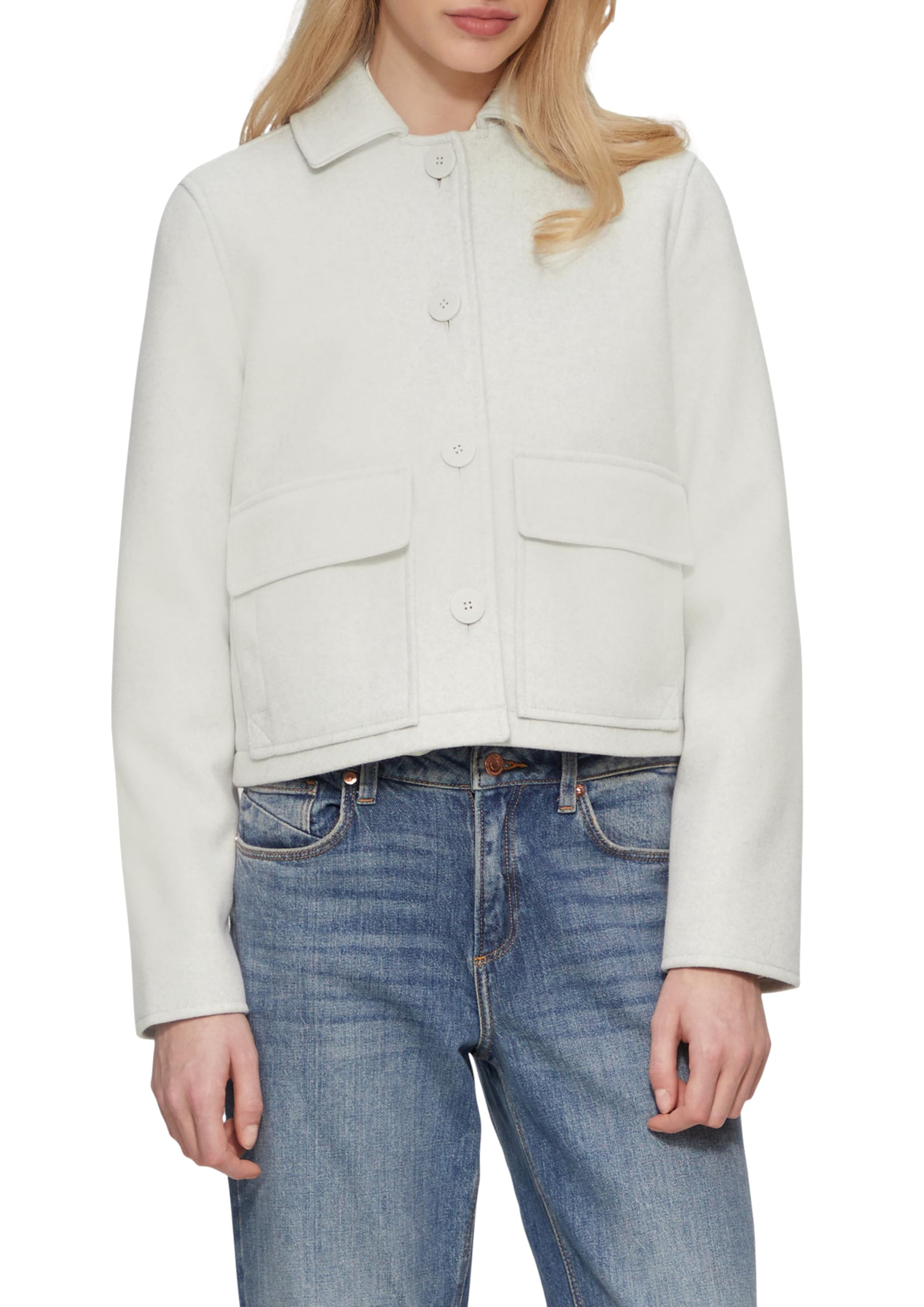 QS Kurze Jacke in Wolloptik mit aufgesetzten Taschen