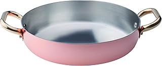 Pentole Agnelli ALCU11028 Tegame in Rame liscio stagnato a mano con 2 Maniglie in ottone, 28 cm