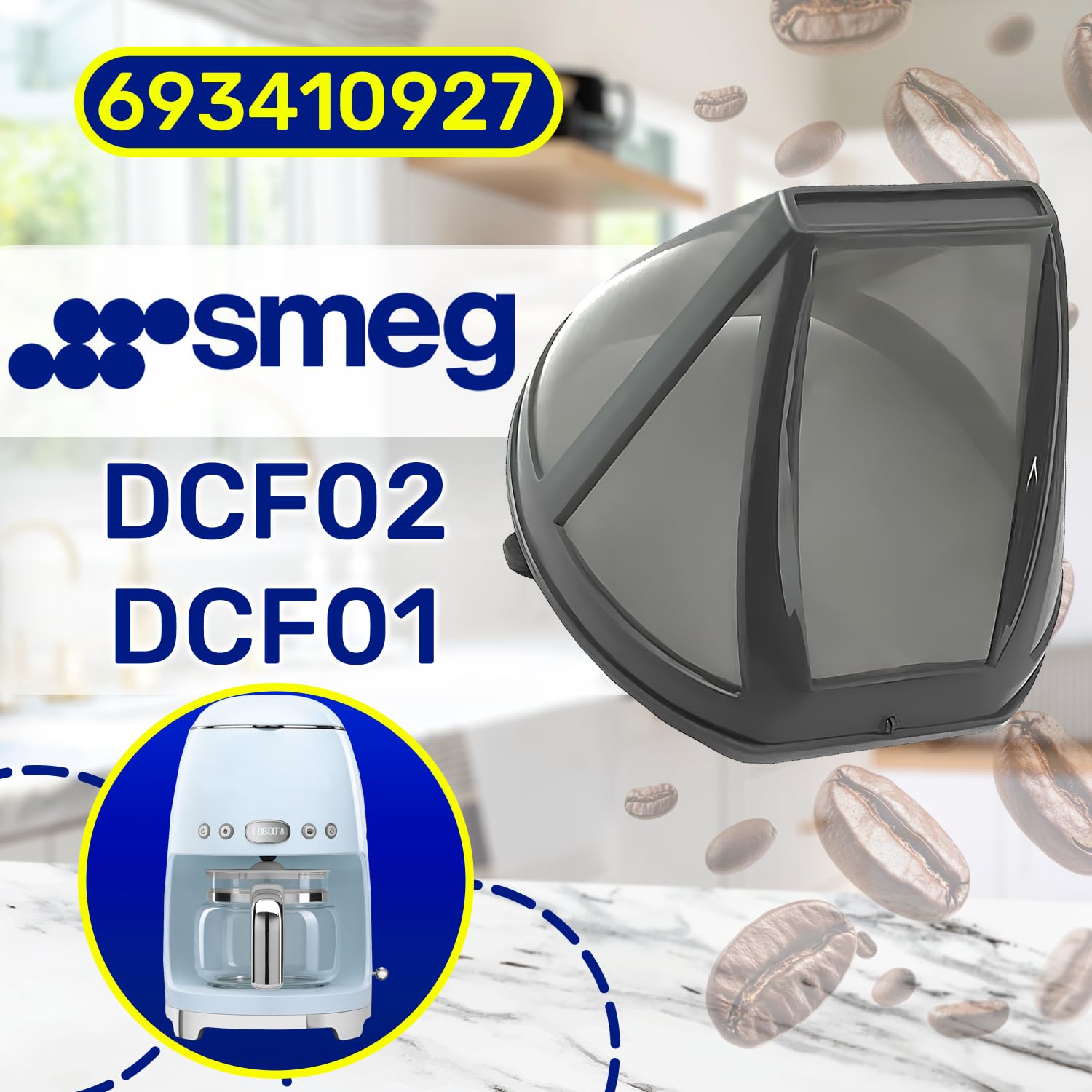 Filtro Caffe Permanente per Macchina Caffe Americano con Codice Originale 693410927 per Smeg DCF02 DCF01 - MONTERAL