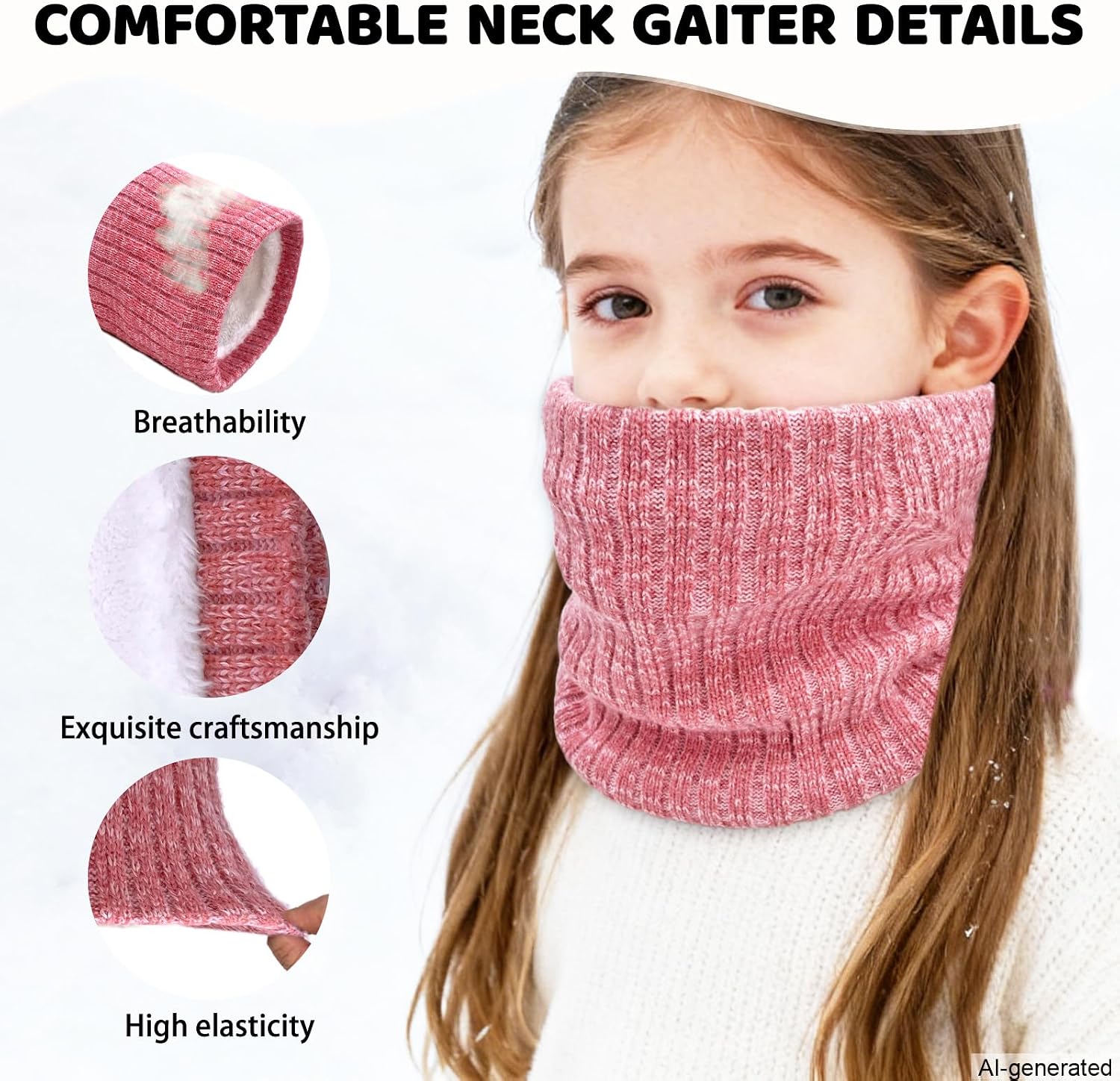 Kids Fleece Neck Warmer Gaiter Winter Scarf for Boys Girls Windproof Soft Thermal Infinity Scarf for Cold Weather