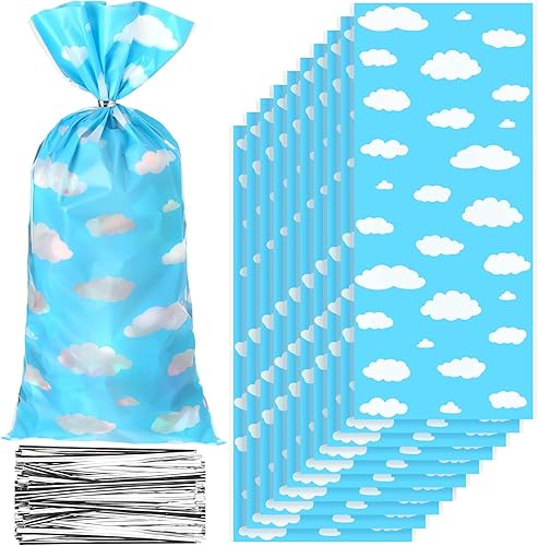 Outus 100 bolsas de regalo para fiesta de juguete, cielo azul, nubes blancas, bolsas de regalo de cielo azul, bolsas de fiesta de historias de