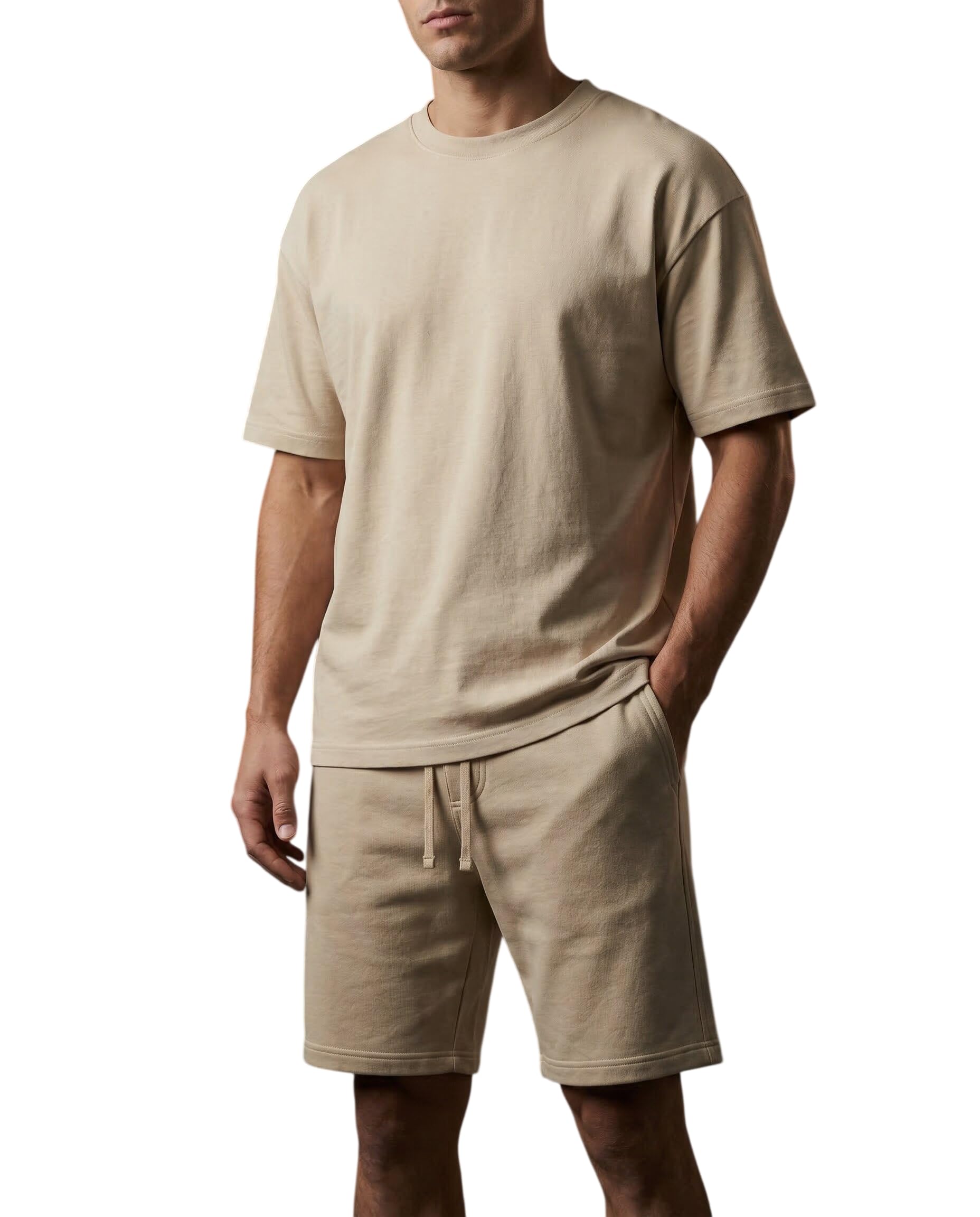 Cotton Solid Oversized Co-Ord Set for Men & Boys | Regular Fit T-Shirt with Shorts | Soft Breathable Fabric | Ideal for Lounge, Travel & Casual Outings-image-44