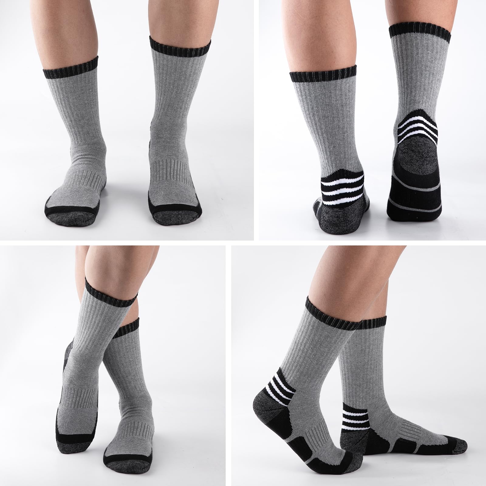 COOVAN Calcetines de algodón para hombre, absorben la humedad, acolchados, atléticos, resistentes, para botas de trabajo, 6 pares