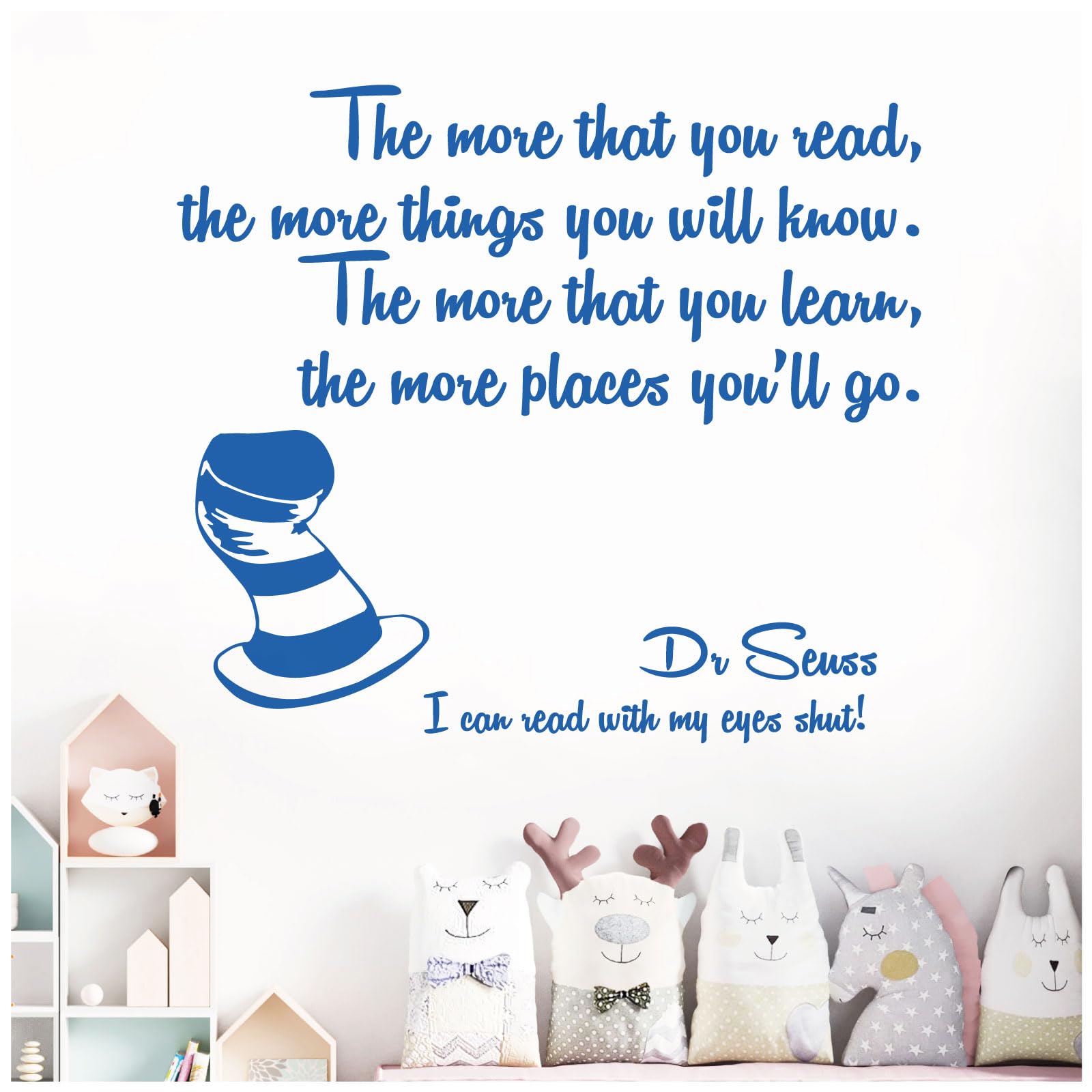 The More that You Read, the More Things You Will Know - Dr Seuss Book Quote Decal Wall Sticker [Large] [Marina]
