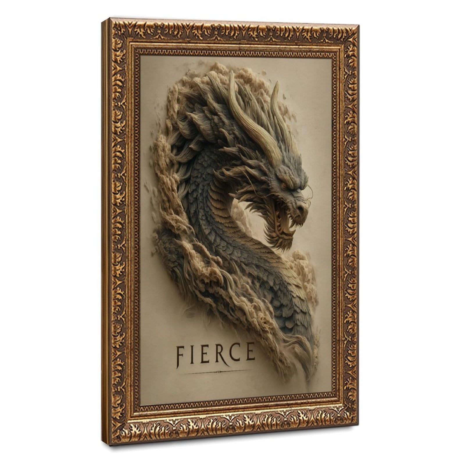 Bareronor Fierce Japanese Dragon Poster Canvas Poster Bedroom Decor Landscape Office Room Decor Gift 24" L X 36" W