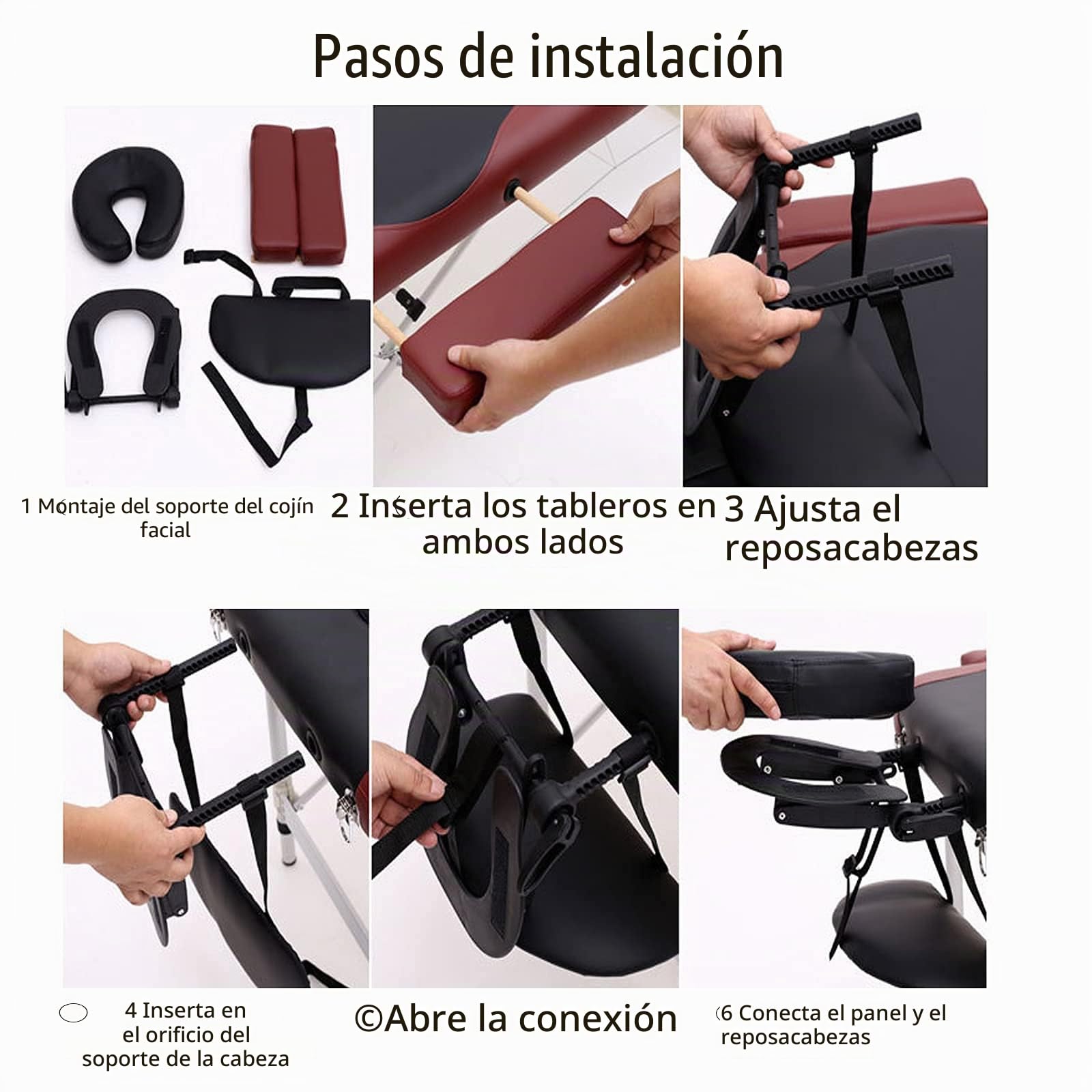 Mesa de Masaje Con Cuna para la Cara Negra - Reposacabezas Ajustable Universal Estándar para Camillas