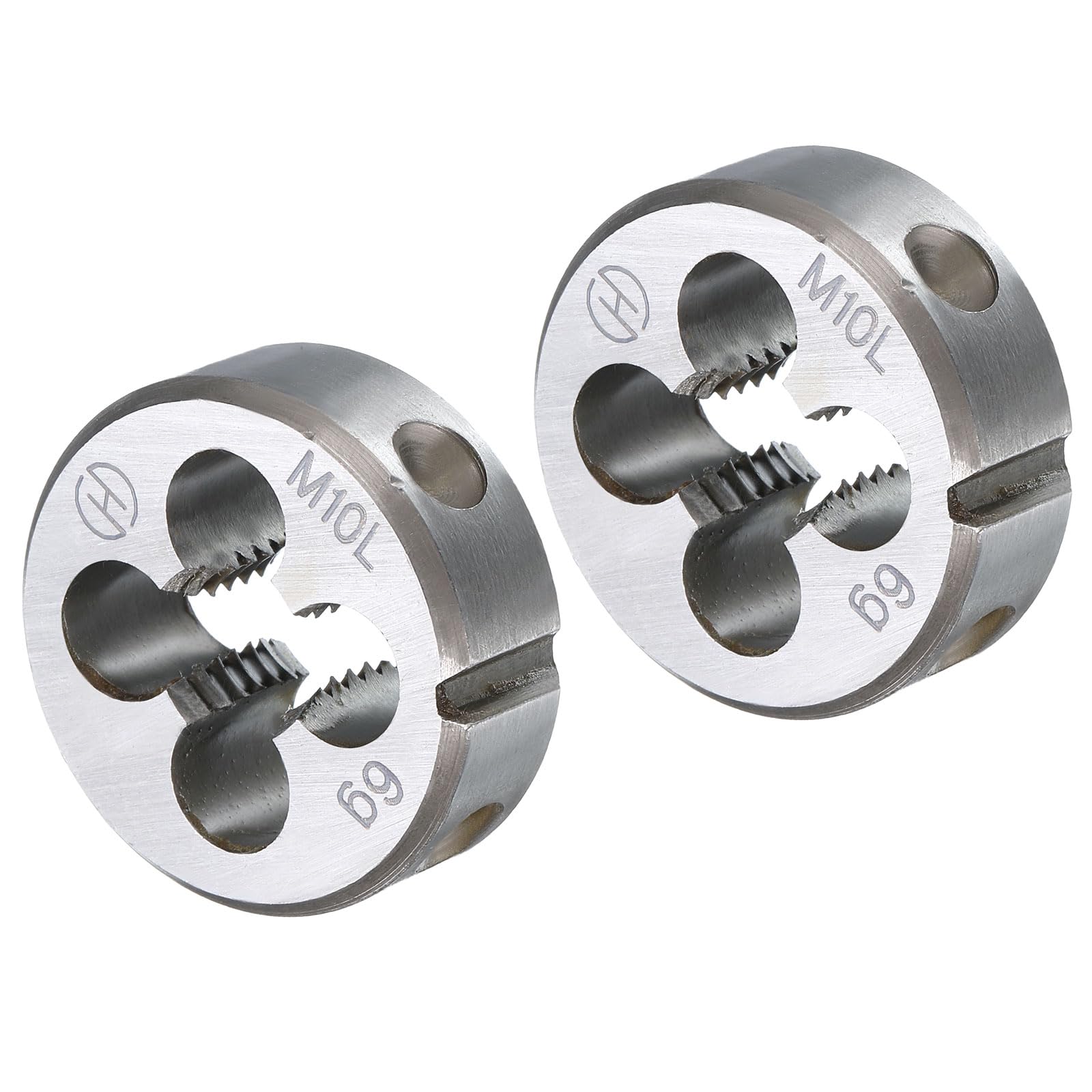 Troquel redondo M10 x 1,5 de rosca métrica izquierda sourcing map para acero, 2 piezas