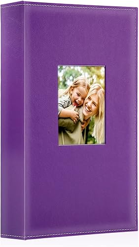 Ywlake - Álbum de fotos de 4 x 6 pulgadas, 300 bolsillos, álbumes de fotos de cuero con capacidad para 300 imágenes solo horizontales, color morado