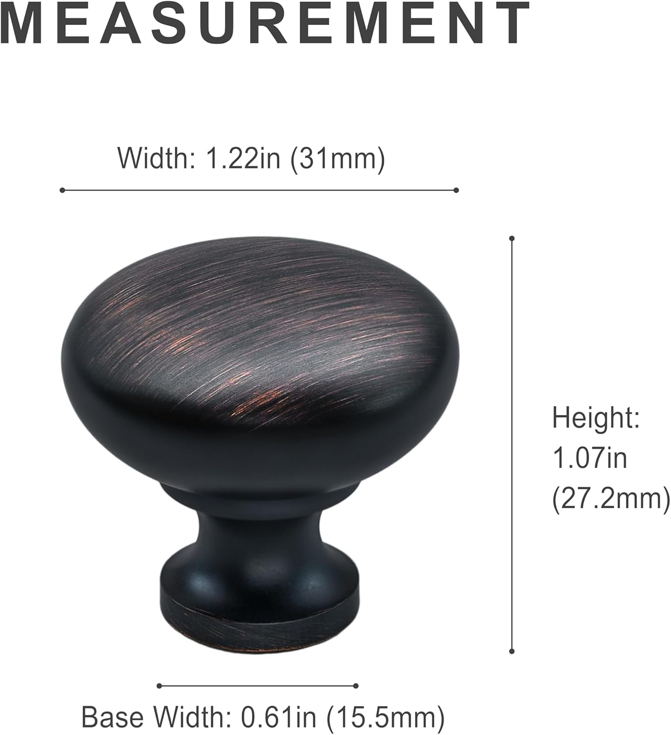 HESTIA HARDWARE 30 Pack 1-1/4 inch Diameter Oil Rubbed Bronze Round Zinc Cabinet Knobs for Kitchen Bathroom Dresser Drawer Pulls and Knobs Cupboard (Z1.30.O)