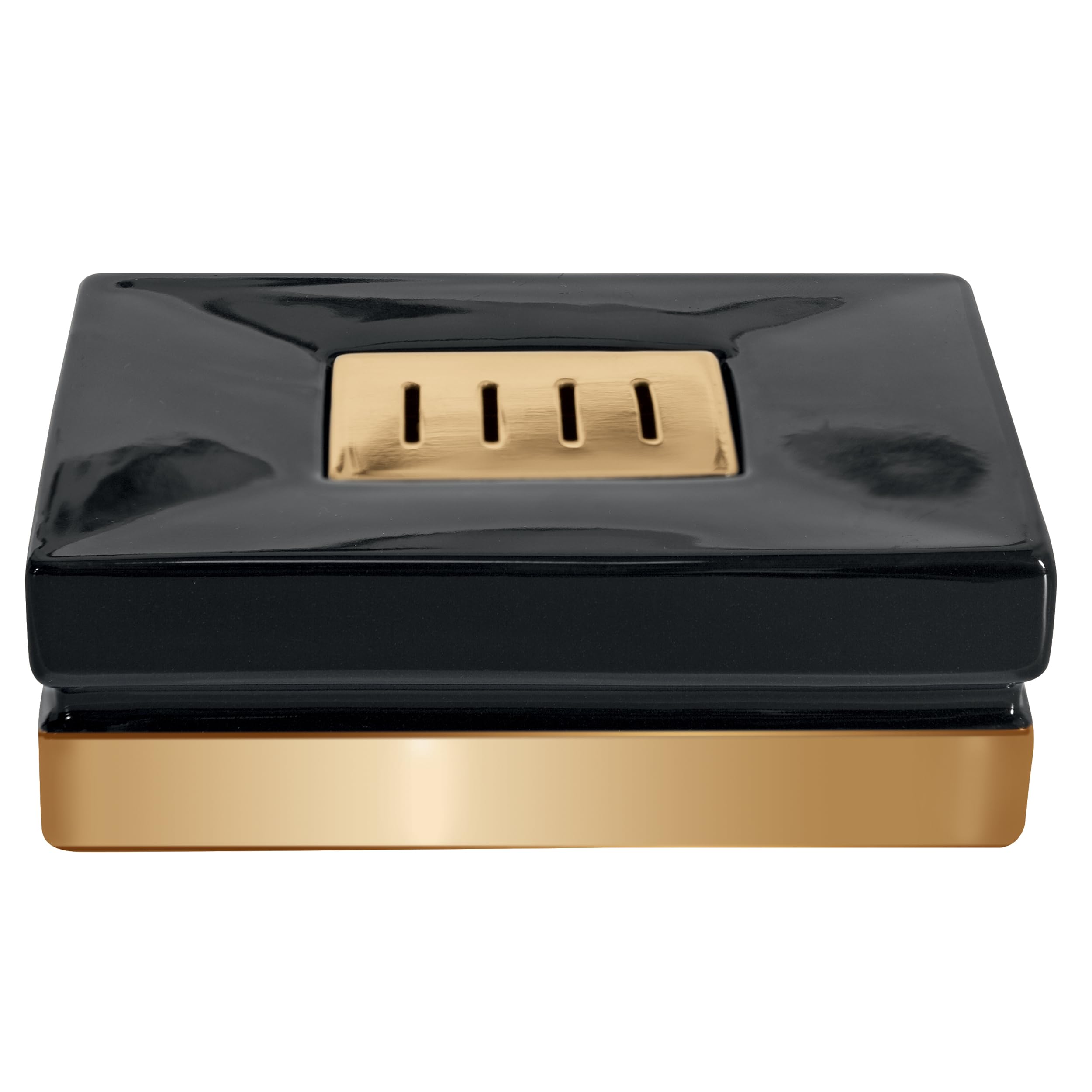Spirella Stoneware Roma Soap Dish, Black/Gold