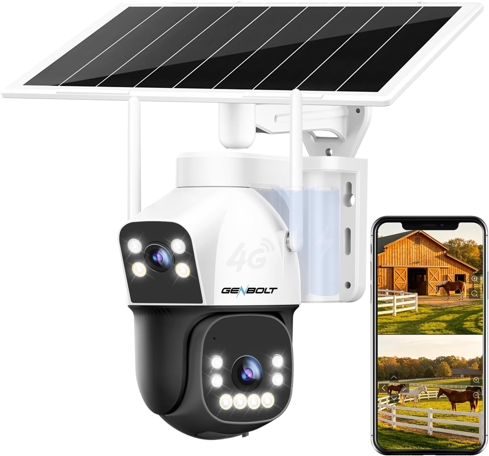 4G AOV Cellular Solar Security Camera Outdoor Wireless, 7/24 Recording 3MP+3MP No WiFi IP Surveillance Camera with Sim Card, 8W 15600mAh Battery Operated LTE Camera CCTV