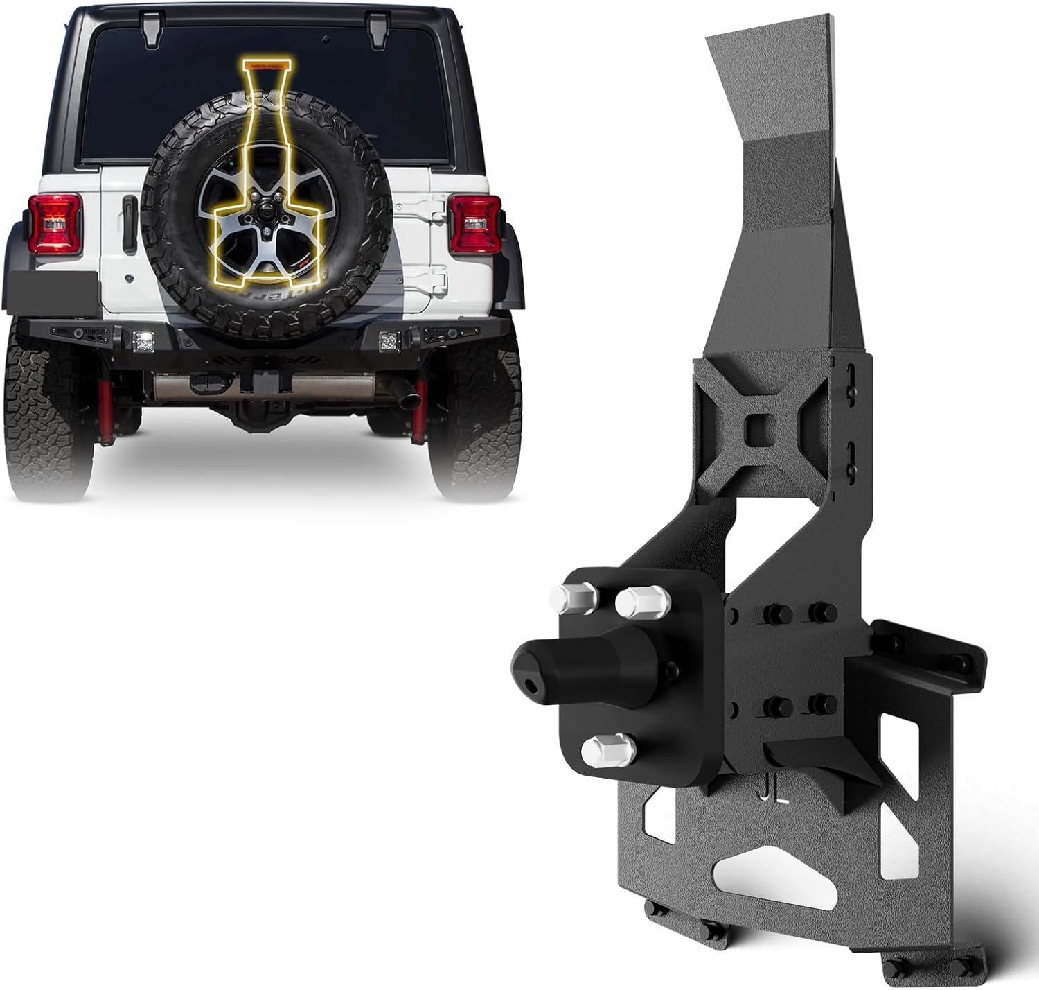 for Wrangler JL Adjustable Spare Tire Carrier Compatible with 2018-2026 Jeep Wrangler JL JLU, up to 40 inches Tire Lift with Third Brake Light & Rear-View Camera Slot (Camera not Included)