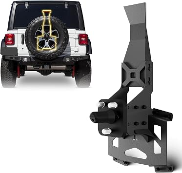 for Wrangler JL Adjustable Spare Tire Carrier Compatible with 2018-2026 Jeep Wrangler JL JLU, up to 40 inches Tire Lift with Third Brake Light & Rear-View Camera Slot Camera not Included