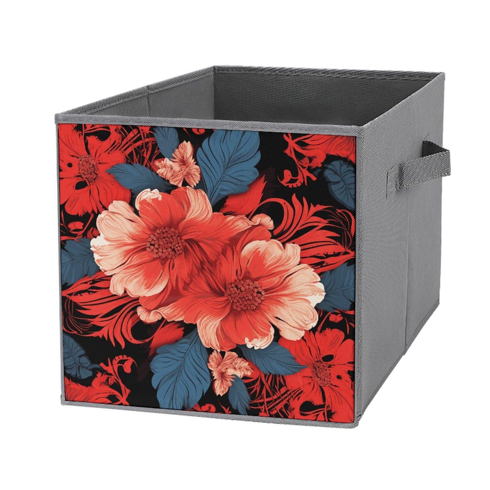 Bacs de rangement pliables dressing cube tissu imprimé floral rouge