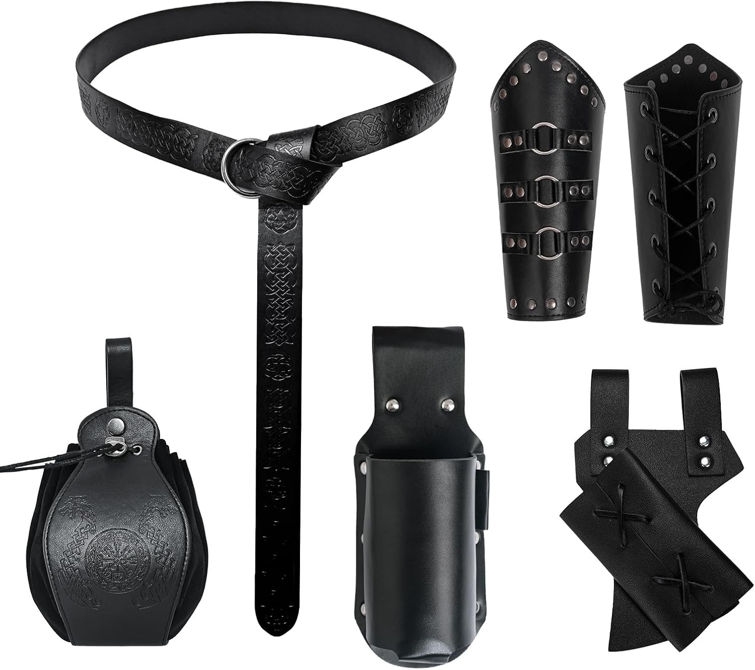 LLTTEER Costume Nécromancien D'Halloween - Ensemble D'accessoires Médiévaux - Ceinture Médiévale Pour Homme Et Femme - Accessoires De Renaissance Avec