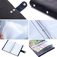 Vista 3 de iSuperb Funda de cuero para tarjetas de crédito, cierre a presión, organizador de tarjetas de identificación de negocios, libro de tarjetas