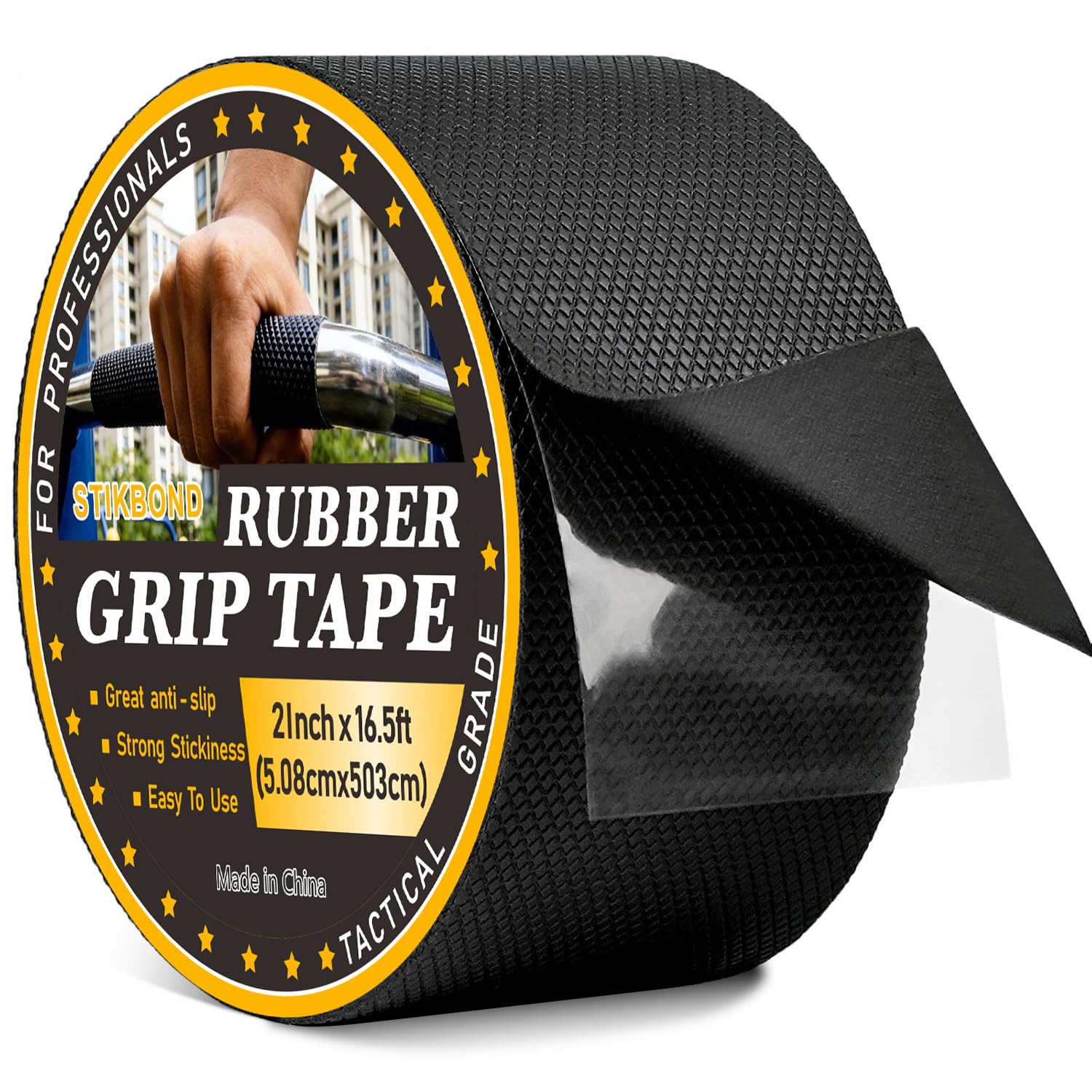 STIKBOND 50MM x 5M Rubber Grip Tape 1-Pack Anti-Slip Safety Tape with High Density Rubber Material for Tools,Bike Handlebars, Sports Equipment and Handrails (Rubber Grip Tape)