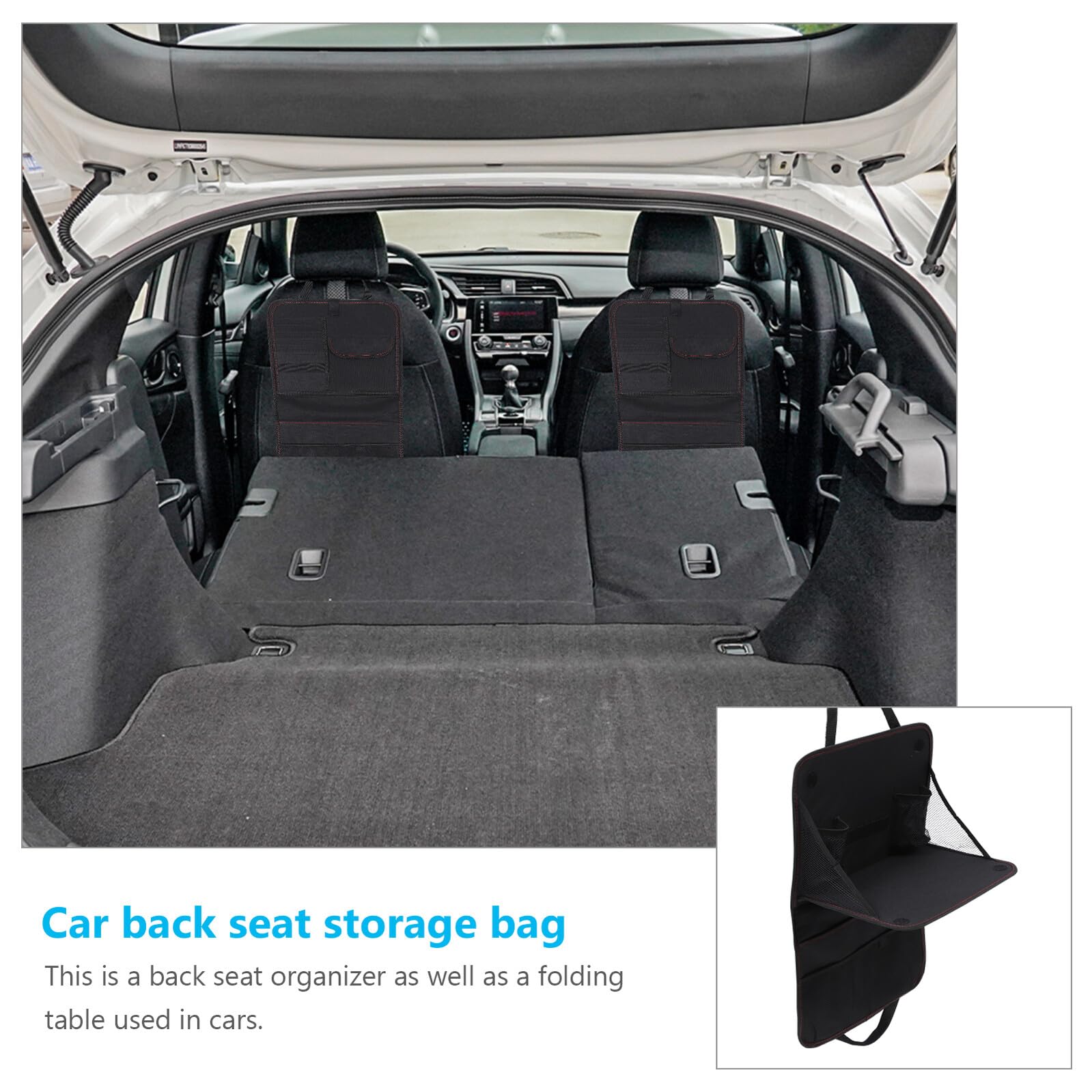 Protector Asiento Trasero Coche con Mesa Organizador Bolsa Almacenamiento Resistente Oxford Negro para Viaje y Comida