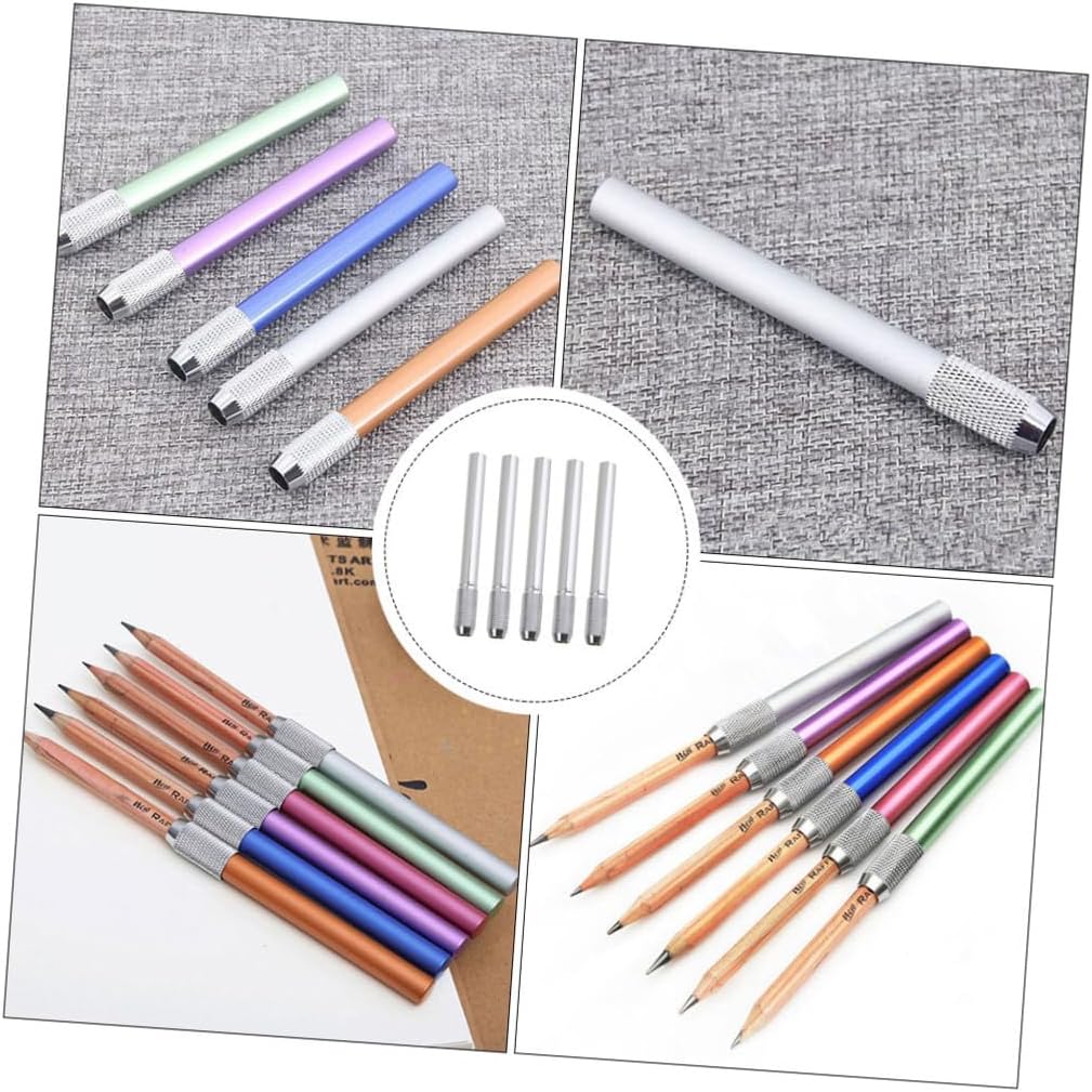 Angoily 3pcs Metal Pencil Extender Pencils for School Long Art Extender Holder