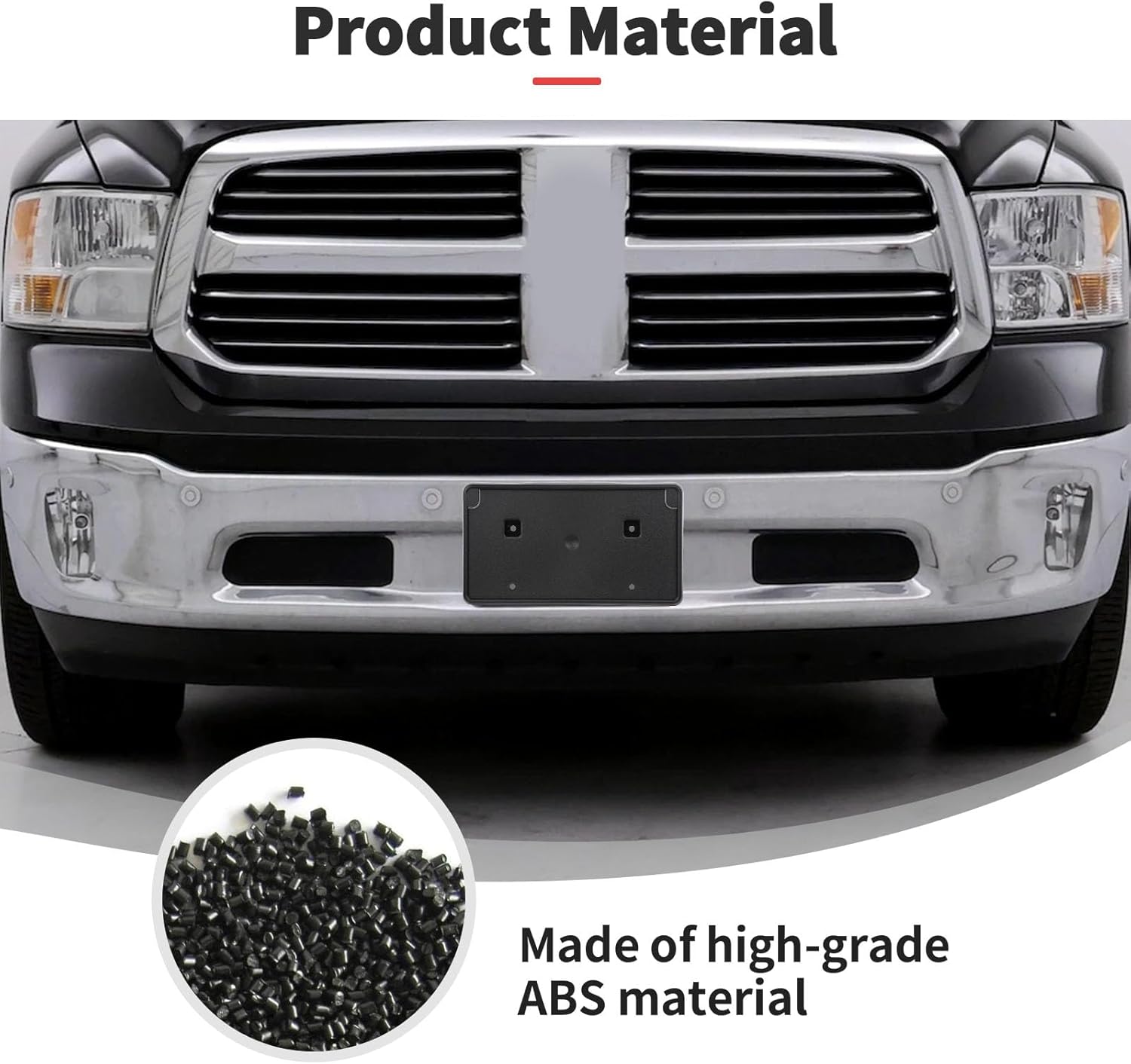 JWWY Front License Plate Frame Number Registration Tag Plate Holder Surround Bracket Fit for 2013-2018 Dodge RAM Exterior Accessories Black - Image 7