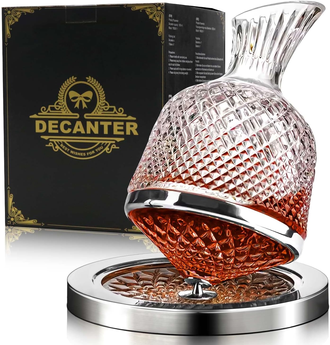HABOWN® Decanter per Vino,Whisky da 1,5L, Caraffa in Vetro cristallo ...