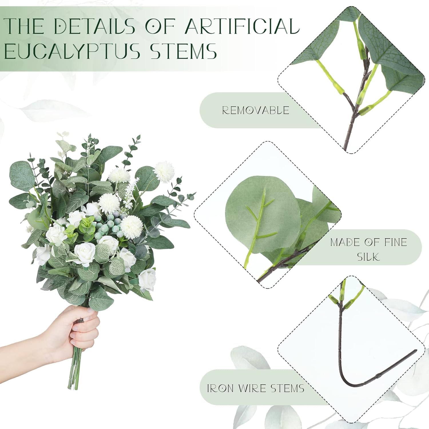 INIFLM 30 rami artificiali di foglie di eucalipto dorato, 50 cm, foglie di eucalipto finte, steli lunghi, bouquet di piante dorate per decorazioni per la casa di nozze