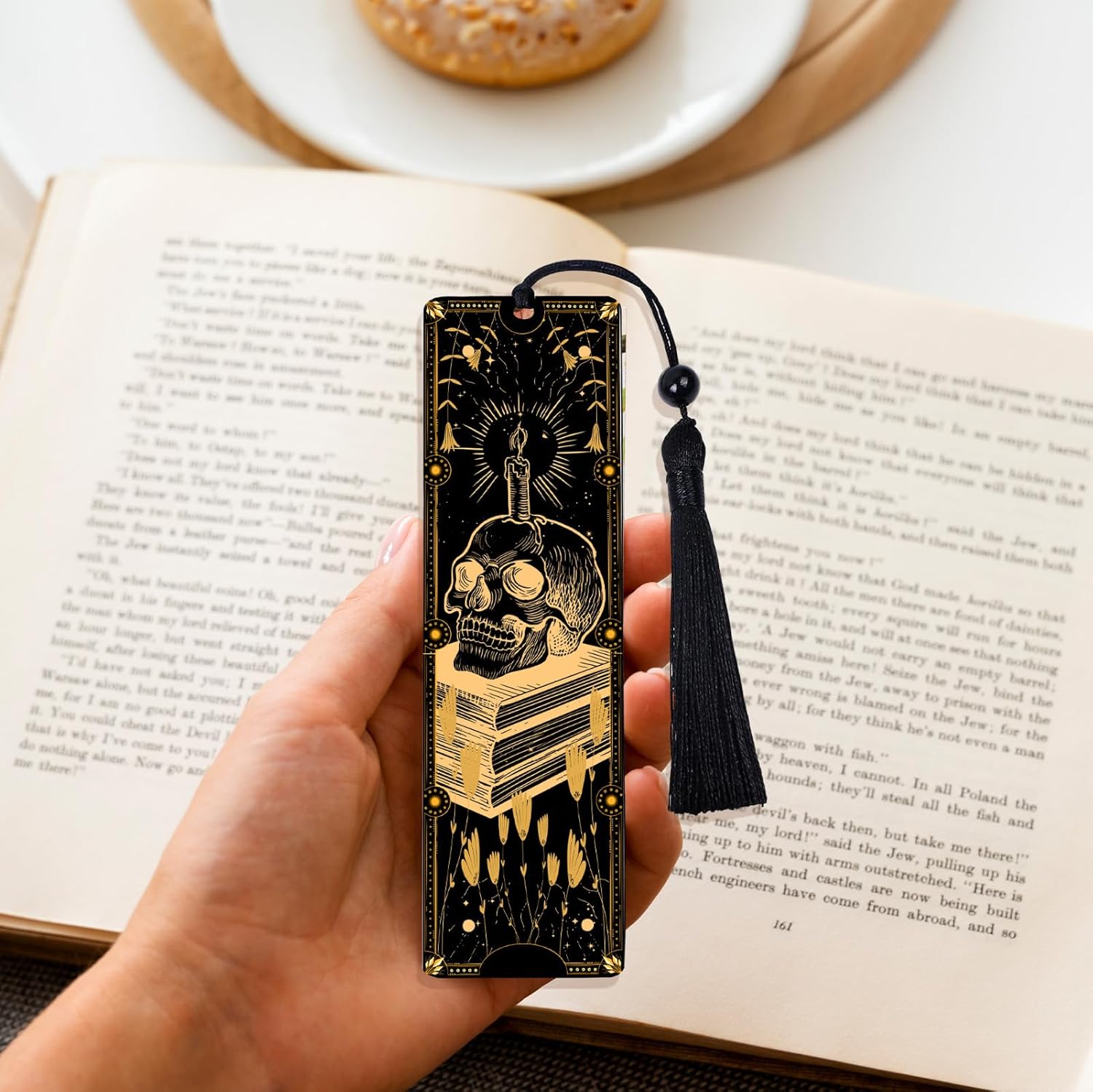 Tarot Card Bookmarks, Vintage Occult & Mystical Theme with Tassels, Celestial Moon and Stars Design for Book Lovers, Witches, Pagans and Spiritual Readers (Gold & Black) - Image 2