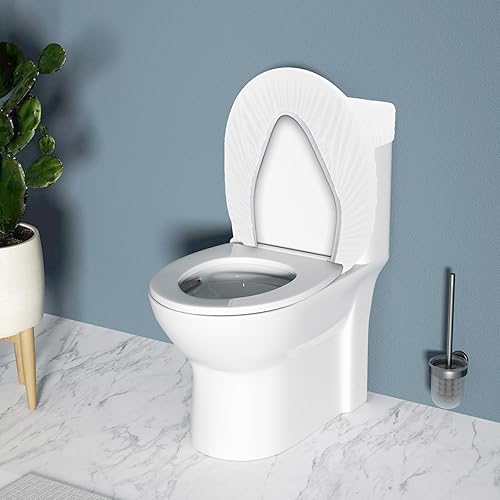 Miniatura 5 de Tapa de inodoro y tapas de tanque, juego de fundas para asiento de inodoro de baño, tela de elastano elástica, se adapta a la mayoría, color blanco