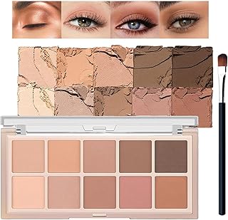 10 Colors Eyeshadow Palette, Smooth Matte Natural Nude,Pink and Brown Ey...