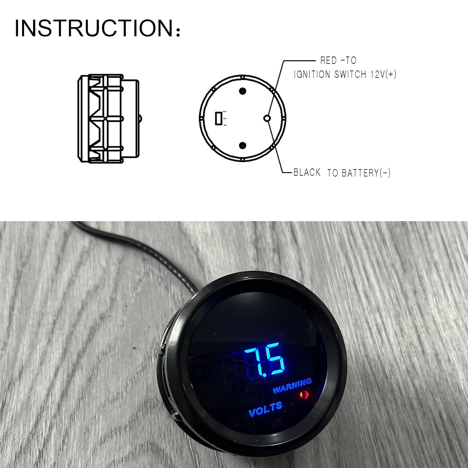 2 inches 52mm Voltmeter Digital LED Volt Gauge Voltage Meter Kit for Car Truck Vehicle Automotive DC12V