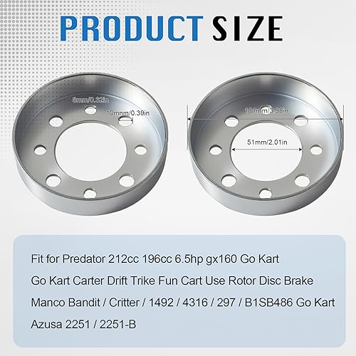 Miniatura 4 de LIANGXUEKEER Tambor de freno de 4 pulgadas Go Kart Parts para Go Kart Cart Car Mini Bike ATV Sustituye a Yerf-Dog Manco Rotary