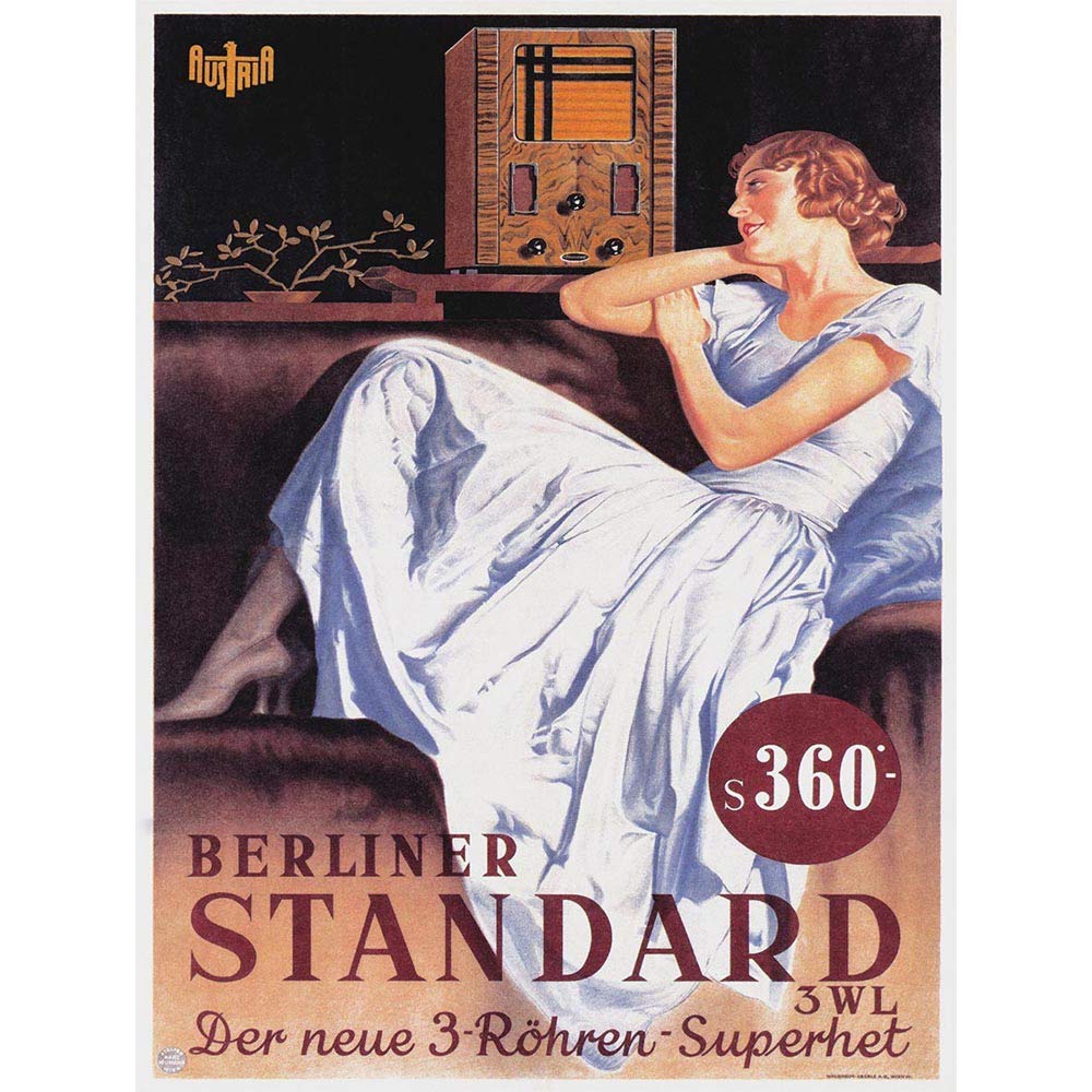 Wee Blue Coo Vintage Advert Radio Berliner Austria Art Print Poster Wall Decor 12X16 Inch
