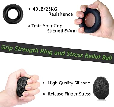 5 Pack Grip Strength Trainer and Forearm Strengthener Kit, Includes Hand Grip Strengthener, Finger Strengthener, Hand Extension Exerciser, and Workout Ring, for Total Hand Strength, Recovery