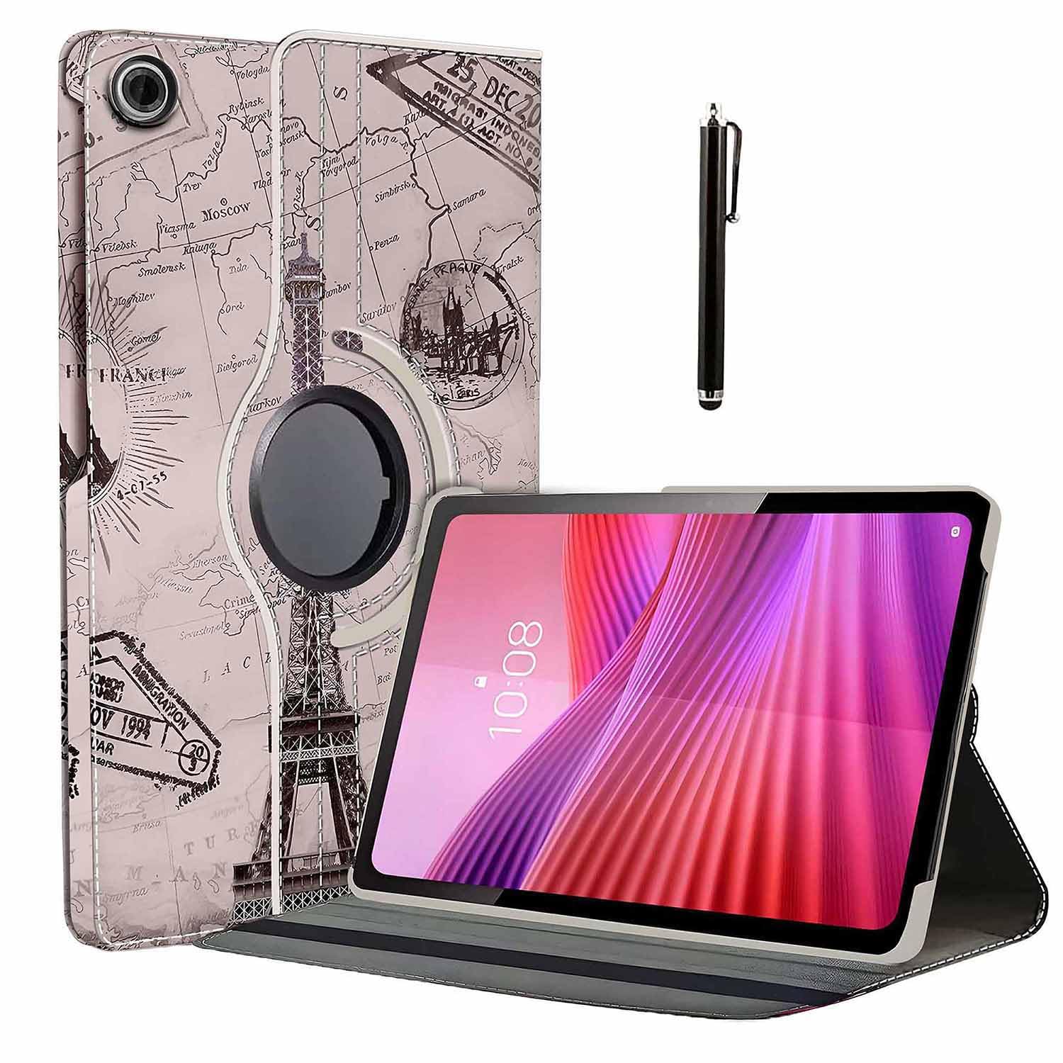 ProElite Cover for Lenovo Tab 10.1 inch 2025, 360 Rotatable Smart Flip Case Cover for Lenovo Tab 10.1 inch 2025 Tablet with Stylus Pen, Eiffel