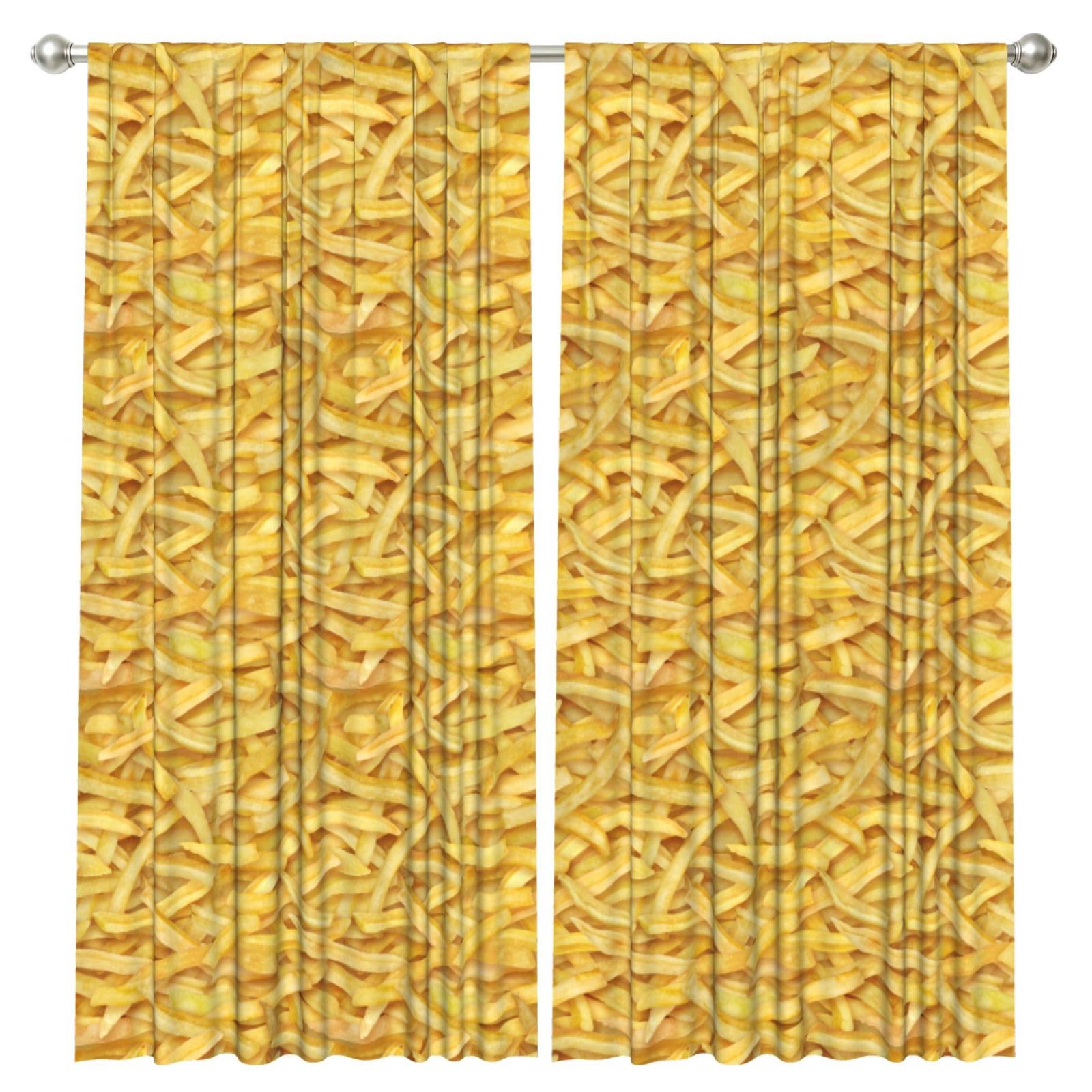 InOmak French Fries, 2 Panels Window Curtains 52 x 84 Inch Blackout Curtains for Living Room Bedroom