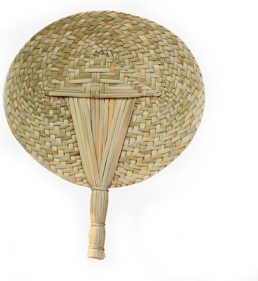 Layboo 11'' Natural Rushes Fans,Handicraft,Handmade Weave Fans, Wedding Favor Fans, Favor for Wedding, Fan Programs Wedding Perfect for Summer