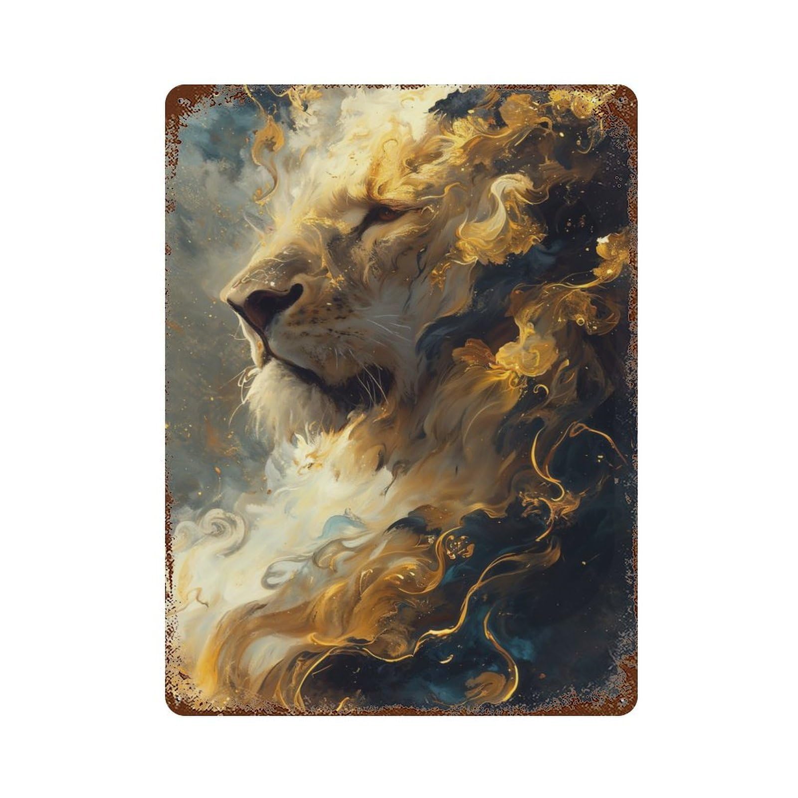 Rust Effect Regal Roar Vintage Rust Metal Sign 15.7"x11.8", Farmhouse Wall Decor for Basement, Hobby Room And Garage Decor