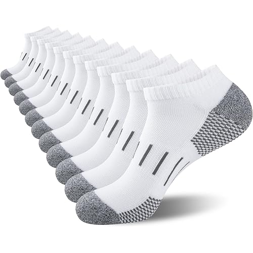 Heatuff Mens Athletic Ankle Socks Moisture Wicking Cushion Running Low Cut Sock 6 Pack