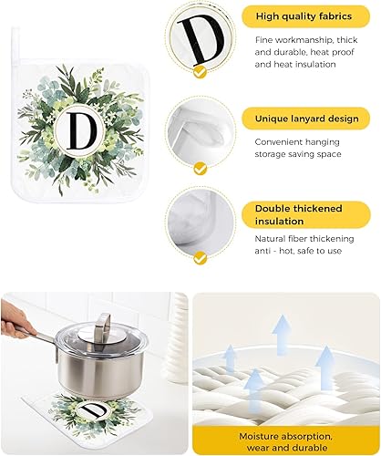 Miniatura 10 de Juego de 2 soportes para ollas de pingüino de Navidad para cocina, platos de horno, almohadillas a prueba de calor con lazo para colgar, agarraderas