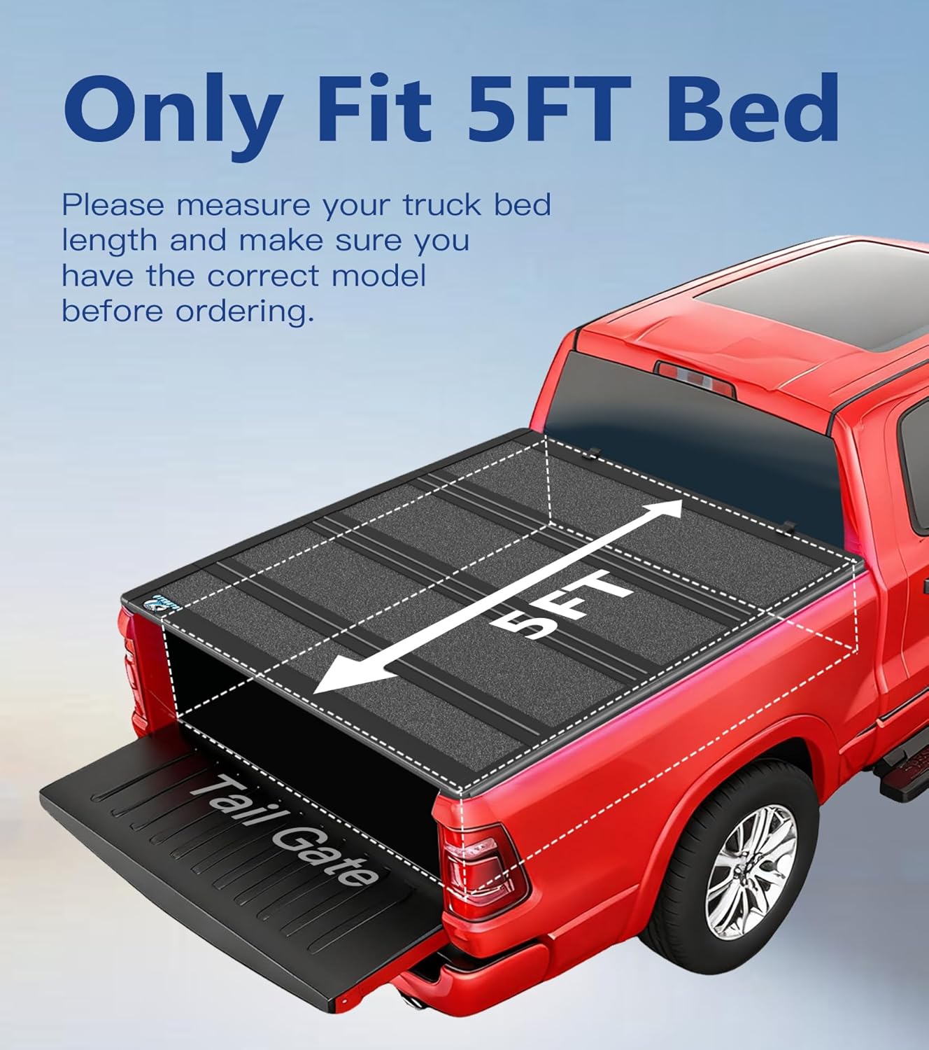 PM Auto Hard Quad-Fold Bed Cover for 2022-2026 Nissan Frontier, 5 ft Truck Bed Tonneau Cover, Heavy-Duty Aluminum Tonneau Cover, All-Season Waterproof Protection Truck Bed Covers