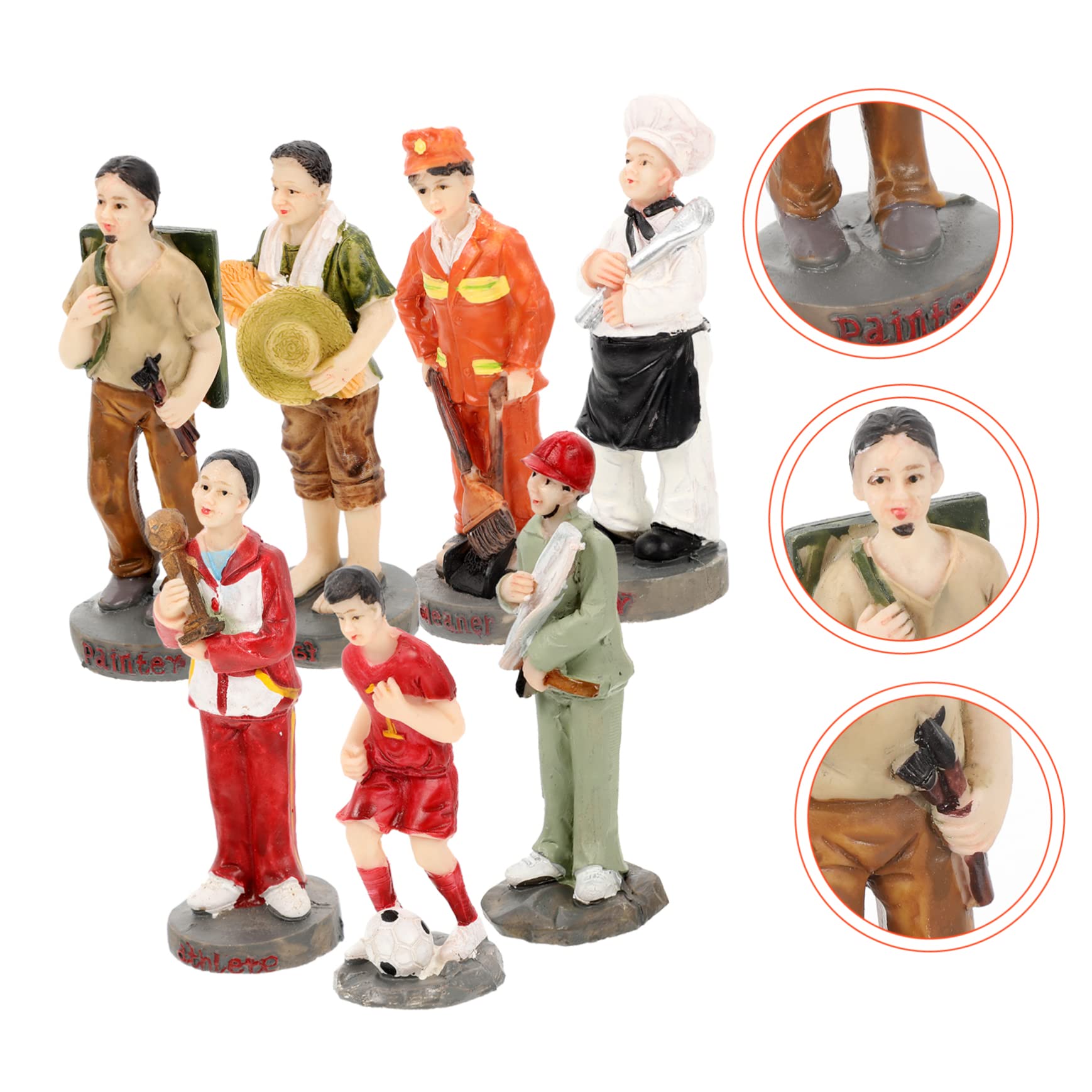 Set di 7 Figure Realistiche in Resina per Modellismo, Miniature Persone per Progetti Scolastici o Decorazioni, Accessori per Tavolo in Sabbia, Stile Realistico Stili multipli