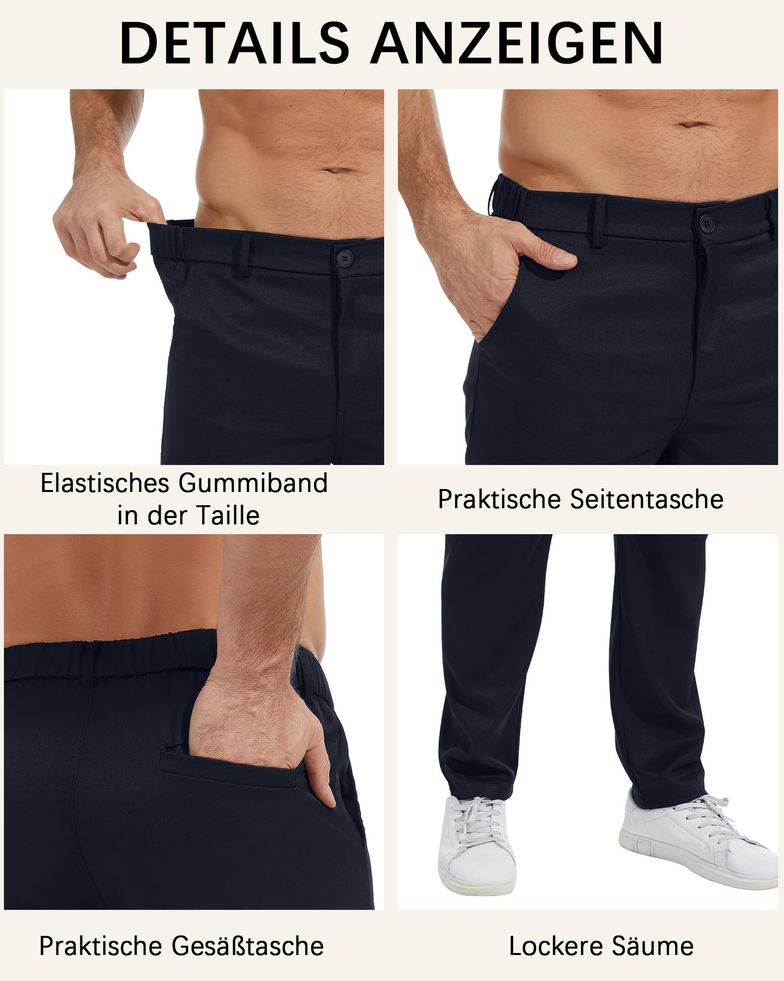 YAOBAOLE Pantalon de costume pour homme, taille élastique, coupe ajustée, avec poche, extensible, facile d'entretien, M à 3XL