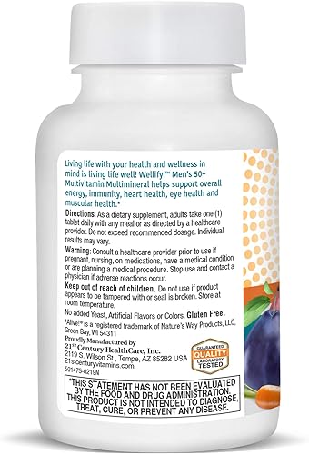 Miniatura 2 de 21st Century Wellify - Multivitaminas con minerales para hombre, más de 50 unidades, 65 unidades