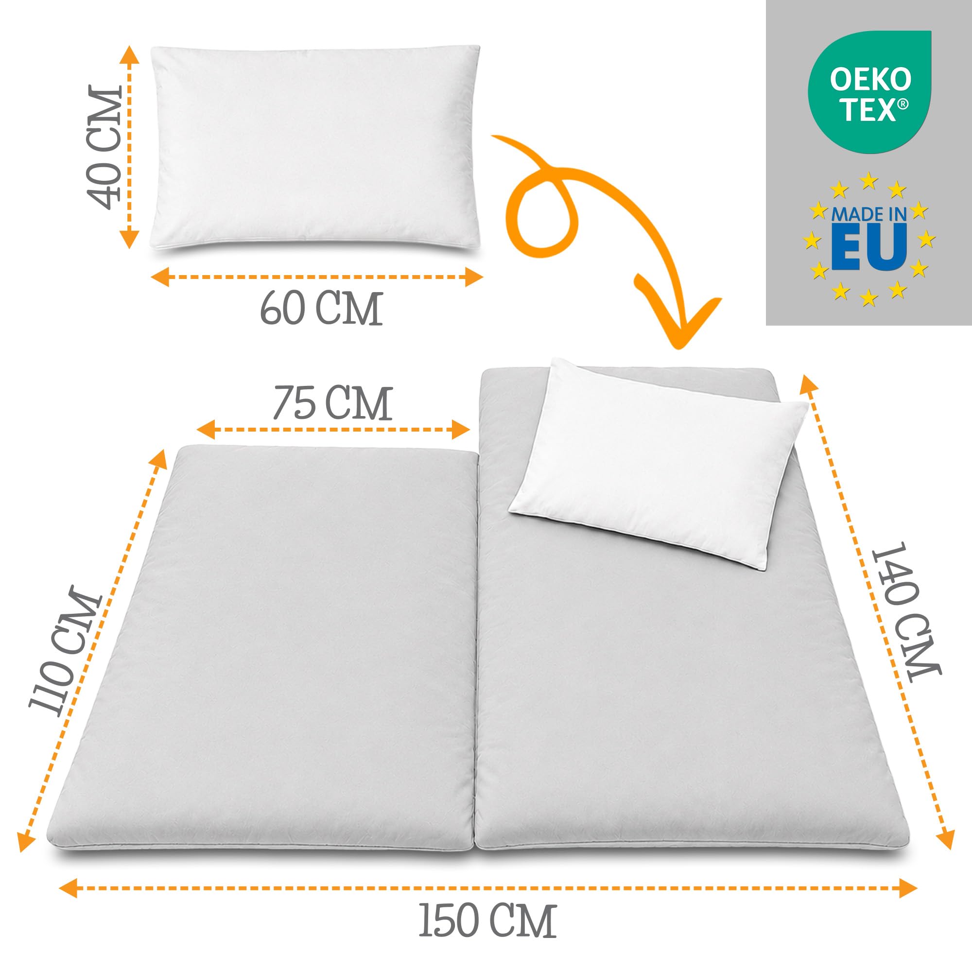 Totsy Baby Saco de Dormir Infantil con Almohada y Cremallera para bebés de 3 a 7 años - Saco de Dormir para Interiores de para guardería jardín de Infancia Oeko-Tex