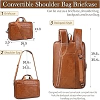 Vista 43 de Bolsa de mensajero para hombre de 17.3 pulgadas de lona/cuero para portátil, mochila para hombre, maletín para computadora, bolsa de hombro Marrón