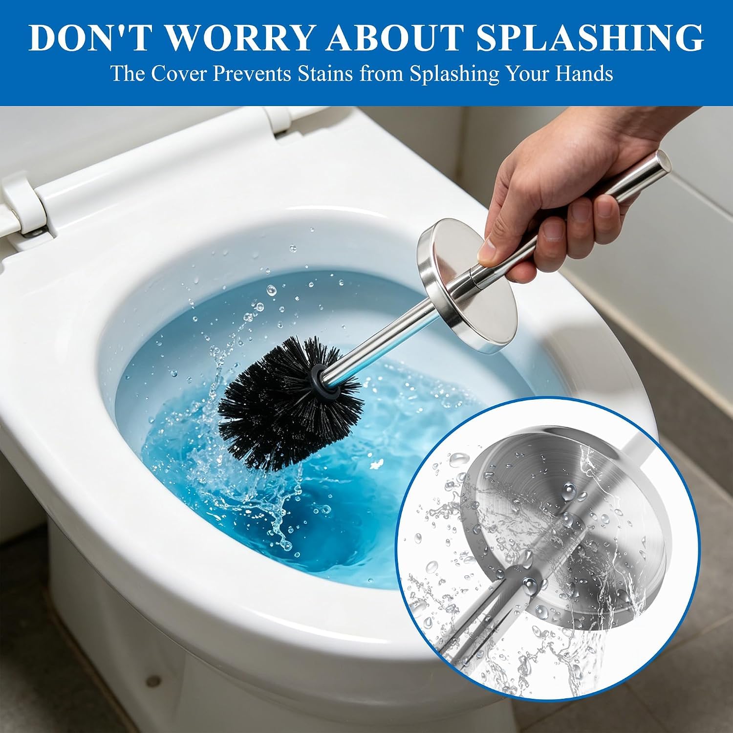 Stainless Steel Toilet Brush Set - Rustproof & Compact -3